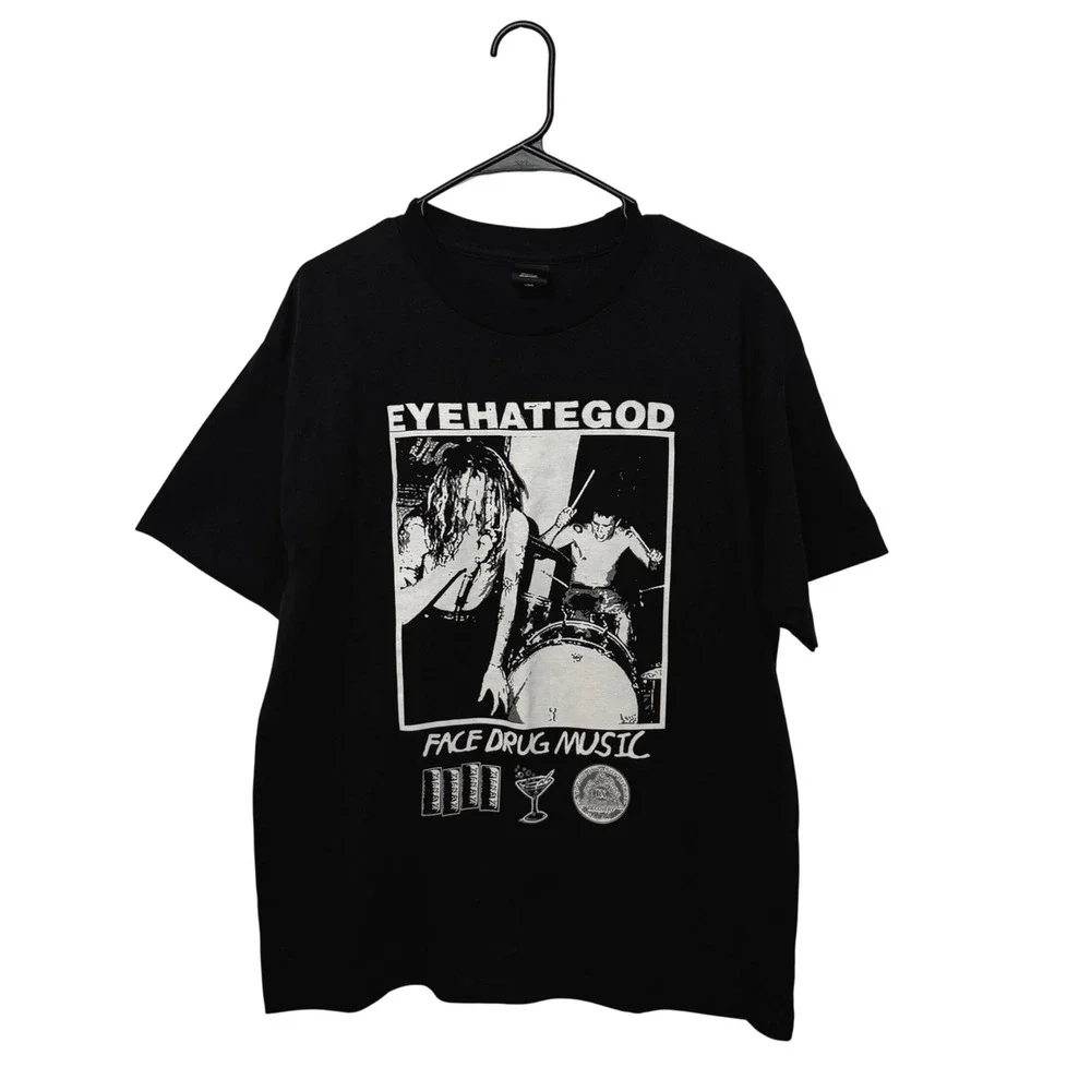 Eyehategod T-Shirt Mens Large Black Face Drug Music Sludge Stoner Doom Metal
